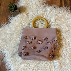 Anthropologie Mauve Pink Wooden Ring Handbag